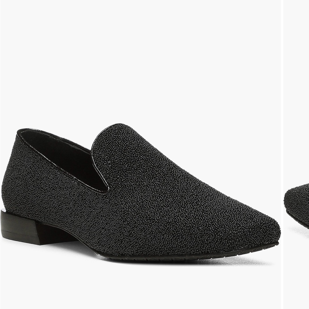Black Textured Loafers